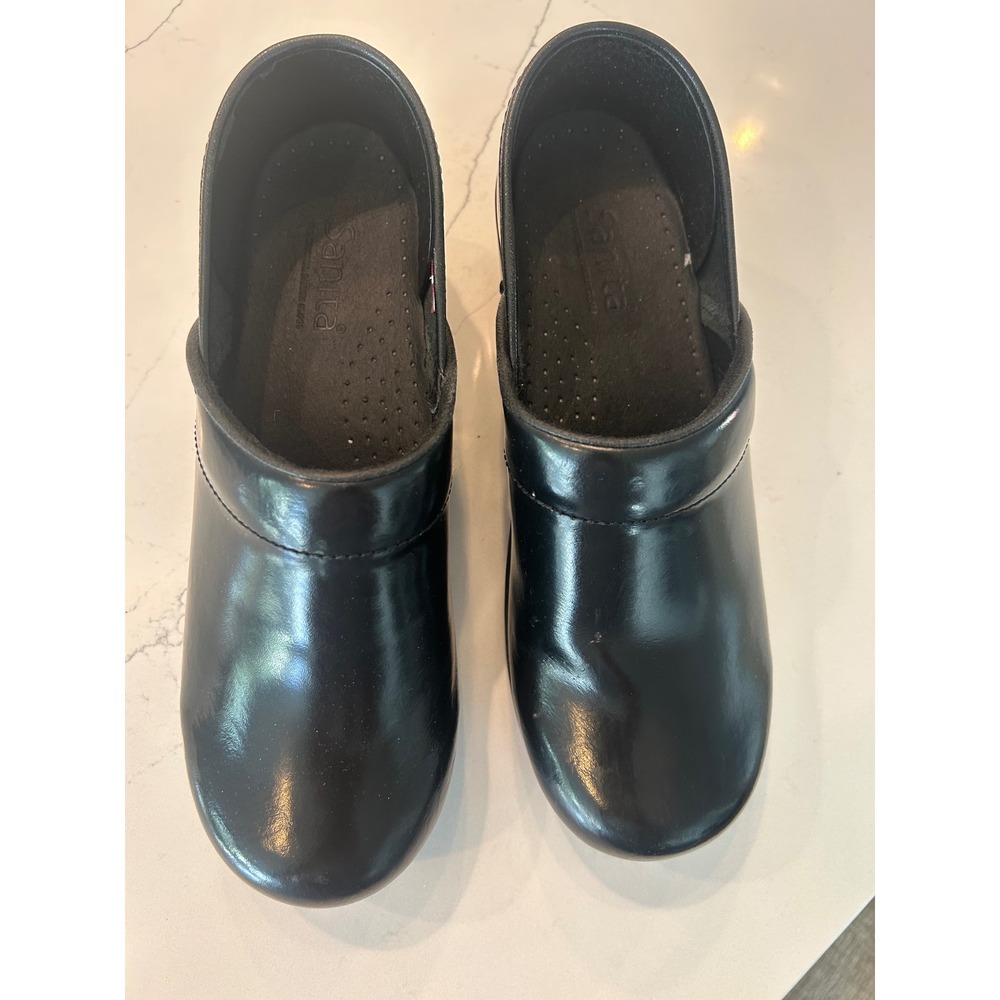 Sanita Professional Clogs Black Leather Slip Resistant Danish Comfort‎ Shoes 39